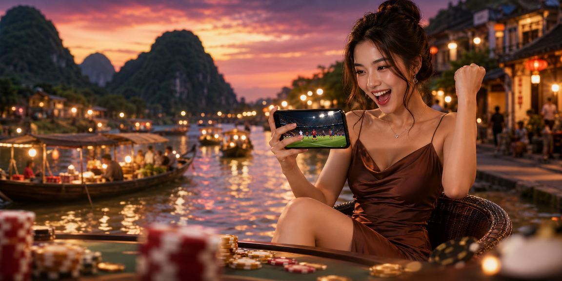 Người xem tỷ lệ kèo bóng đá tại quán cà phê Ninh Bình trên điện thoại