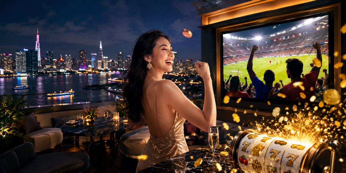 Màn hình slot game jackpot trên điện thoại tại Sài Gòn ban đêm